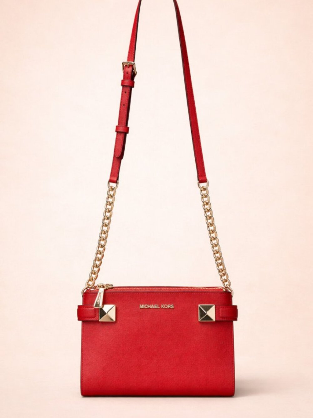Michael Michael Kors Karla Crossbody Cherry Red Saffiano Leather NWOT - Picture 5 of 10